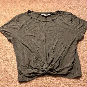 Green Twist Front Crop Top